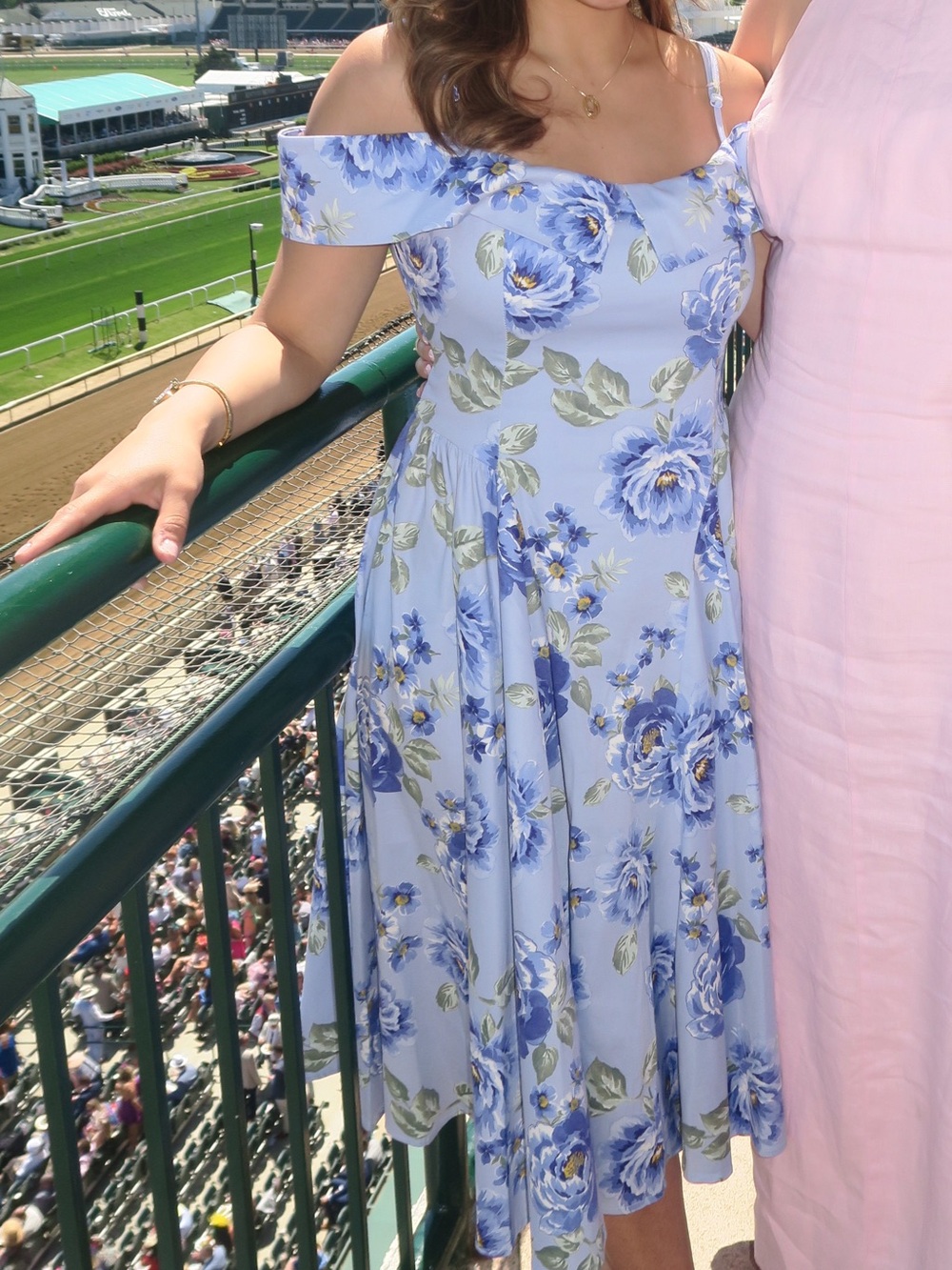 Off-Shoulder Blue Floral Maxi Dress - Women
